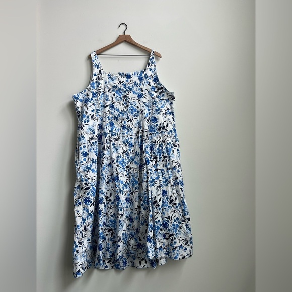 Free Assembly Cotton Sleeveless Square Neck Midi Dress 3X Floral Cottagecore - Picture 11 of 16